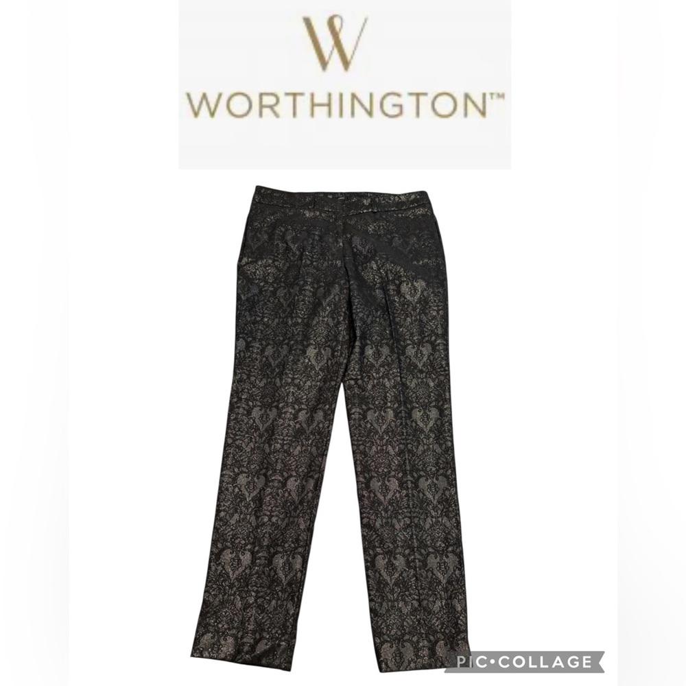Worthington Elegant Black Patterned Trousers - image 1